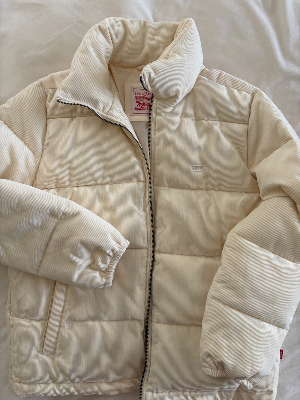 Levi's Cream Corduroy Puffer Coat - Women's